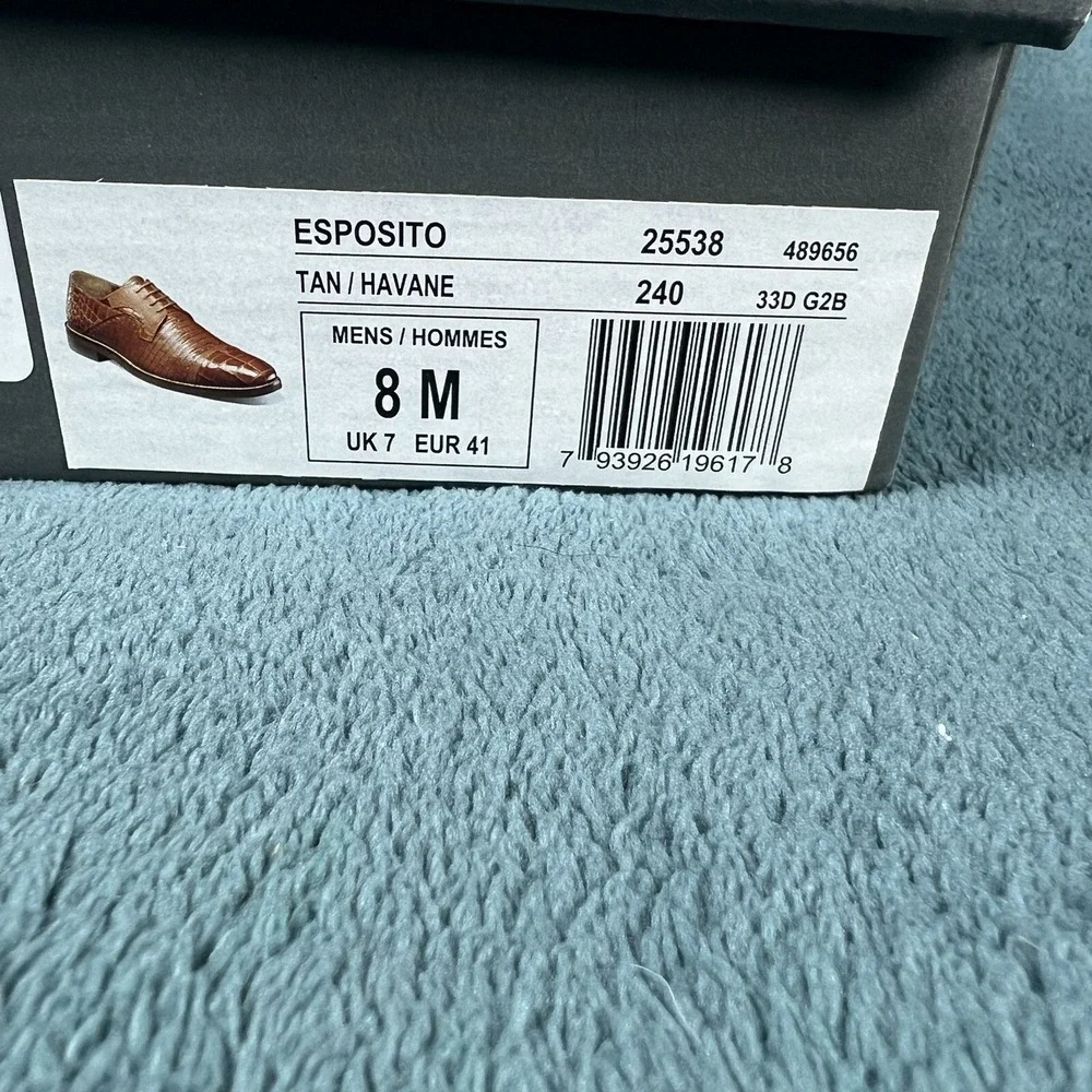 Stacy Adams Esposito Cap Toe‎ Oxford Shoes Animal Print Tan Men's Size 8 M